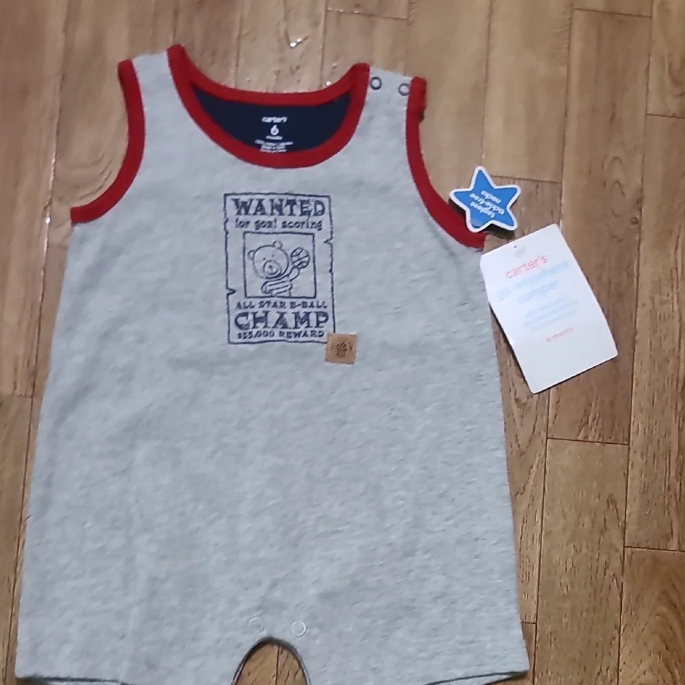 Carter's Gray Romper with Red Accents (AB1)